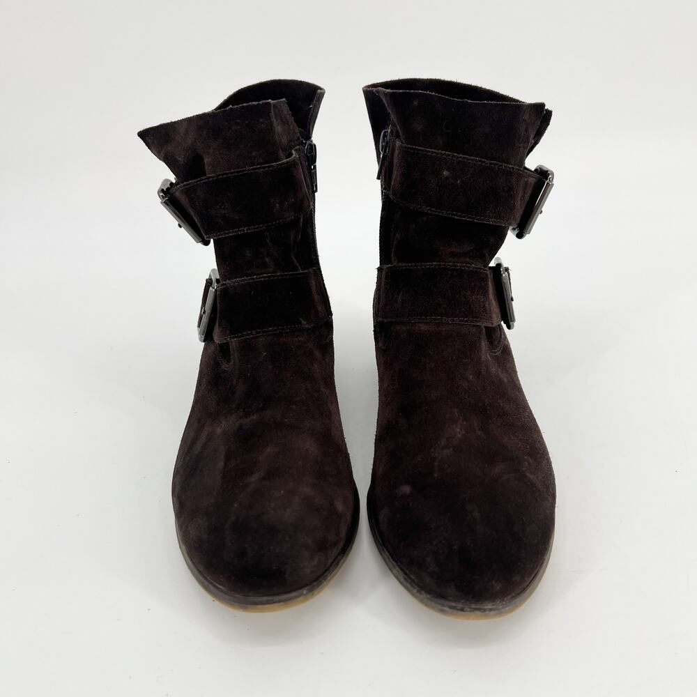 Paul Green Denver Belted Biker Boot Womens US 9.5 UK 7 Brown Suede Leather FLAW - Picture 2 of 10